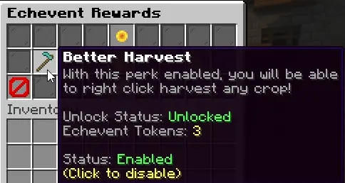 Echevent Rewards menu example