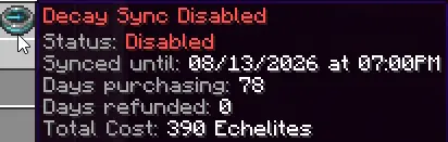 Decay Sync menu example